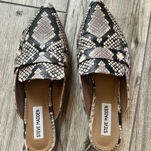 Natural Snake Print Loafer Slides